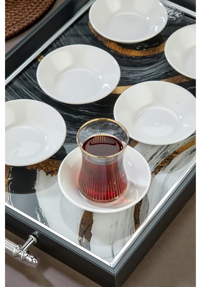Lüx Porselen 6'li Çay Tabağı Seti, Beyaz Ckr4144 Diğer