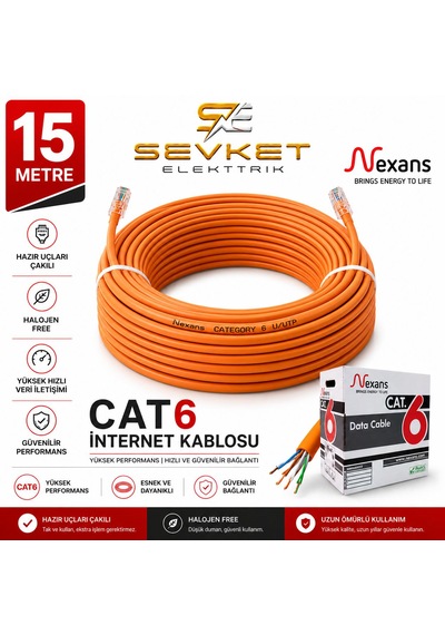 Nexans 15 Metre Cat6 Data Kablosu Turuncu Halojen Free Patch Cord