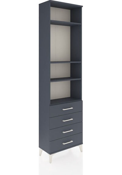 Arges Dolap 4 Raflı 4 Çekmeceli 60x30x221 Antrasit-antrasit Antrasit