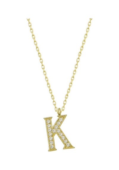 Gümüş Gold K Harfi Kadın Kolye (547196635)