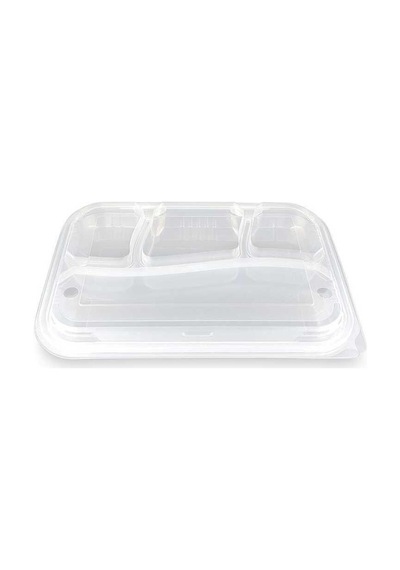 4 Bölmeli Kapaklı Kebap Kabı - 25 Adet