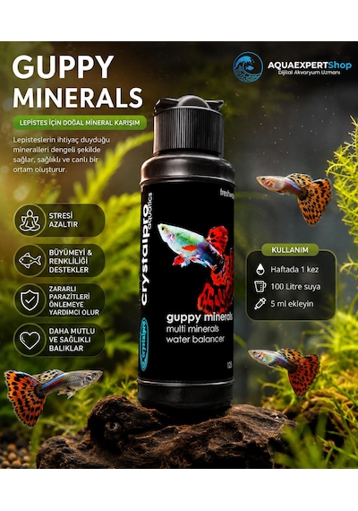 Crystalpro Guppy Fish Minerals- Lepistes Balıkları İçin Gerekli Doğal Karışım. 125 Ml