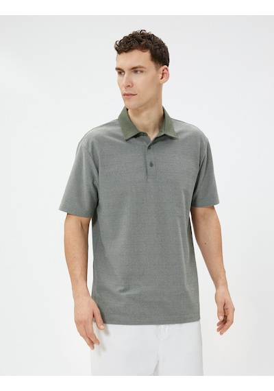 Koton Polo Tişört Kısa Kollu Düğmeli Pamuklu Haki 3Sam10156Mk 3Sam10156Mk854 Haki