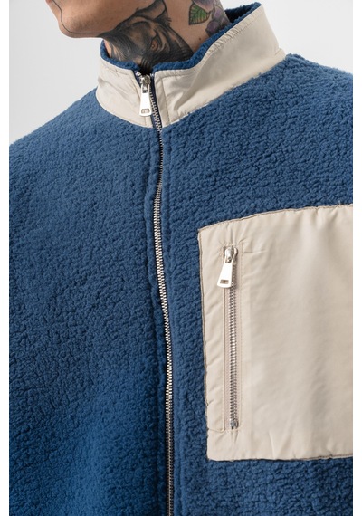 Respire Erkek Zip Oversize Teddy Ceket Lacivert