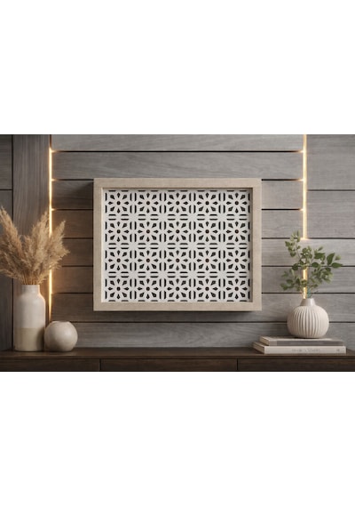 Eylux Modern Dekoratif Duvara Asılabilir Sigorta Ve Modem-wifi Saklama Kutusu 30x40 Cm Derinlik 10cm Bej