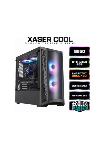 Xaser Cool X100 R7-9800X3D 32 GB 1 TB SSD 8 GB RTX5060 Dos Masaüstü Oyuncu Bilgisayarı