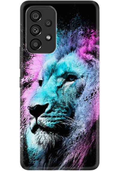 Samsung Uyumlu A73 Kılıf Silikon Desen Pink Blue Leon 1603