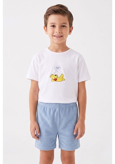 Harıbo Haribo Lisanslı Ayıcık Baskılı Şortlu Pijama Takımı Mavi