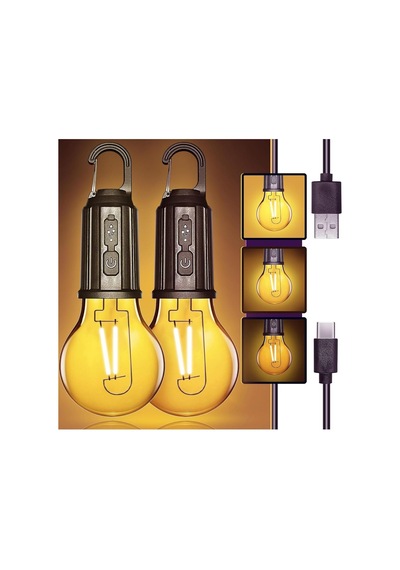 Menfry Taşınabilir Şarjlı Led Ampül Outdoor Kamp Bahçe Lambası 10w Askılı Kırılmaz Led Işık Sarı Genel
