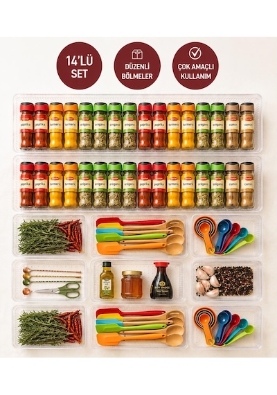 Selka Home 14 Parça Organizer Set Şeffaf