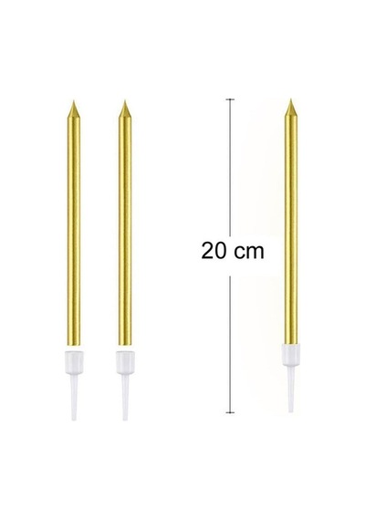 Gold Uzun Mum 20 Cm 12 Li Gold