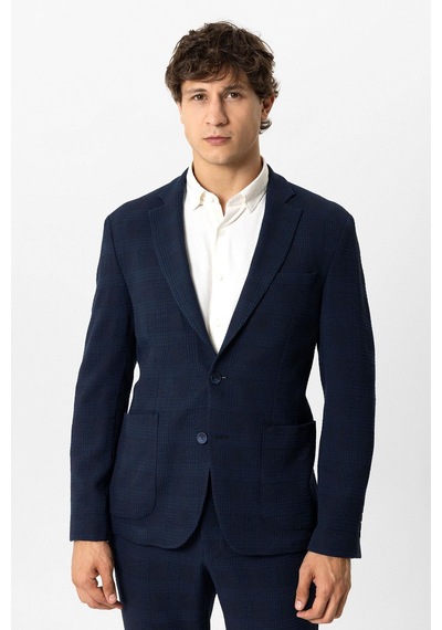 Back And Bond Lacivert Slim Fit Mono Yaka Ceket Çok Renkli