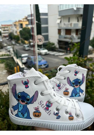 Scarpe Magiche Kız Çocuk Stitch Baskılı Günlük Spor Ayakkabı Sevimli Karakter Desenli Beyaz Scarpe Magiche Kız Çocuk Stitch Baskılı Günlük Spor Ayakkabı Sevimli Karakter Desenli Beyaz