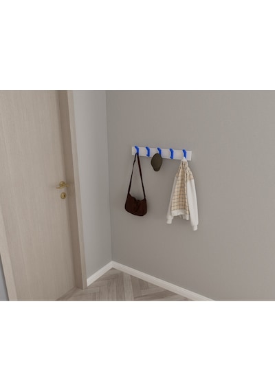 Hepsi3boyutlu Modern Duvar & Kapı Kanca Askılık - 5 Adet Mavi Kanca Askılık - Model No : 2 Mavi
