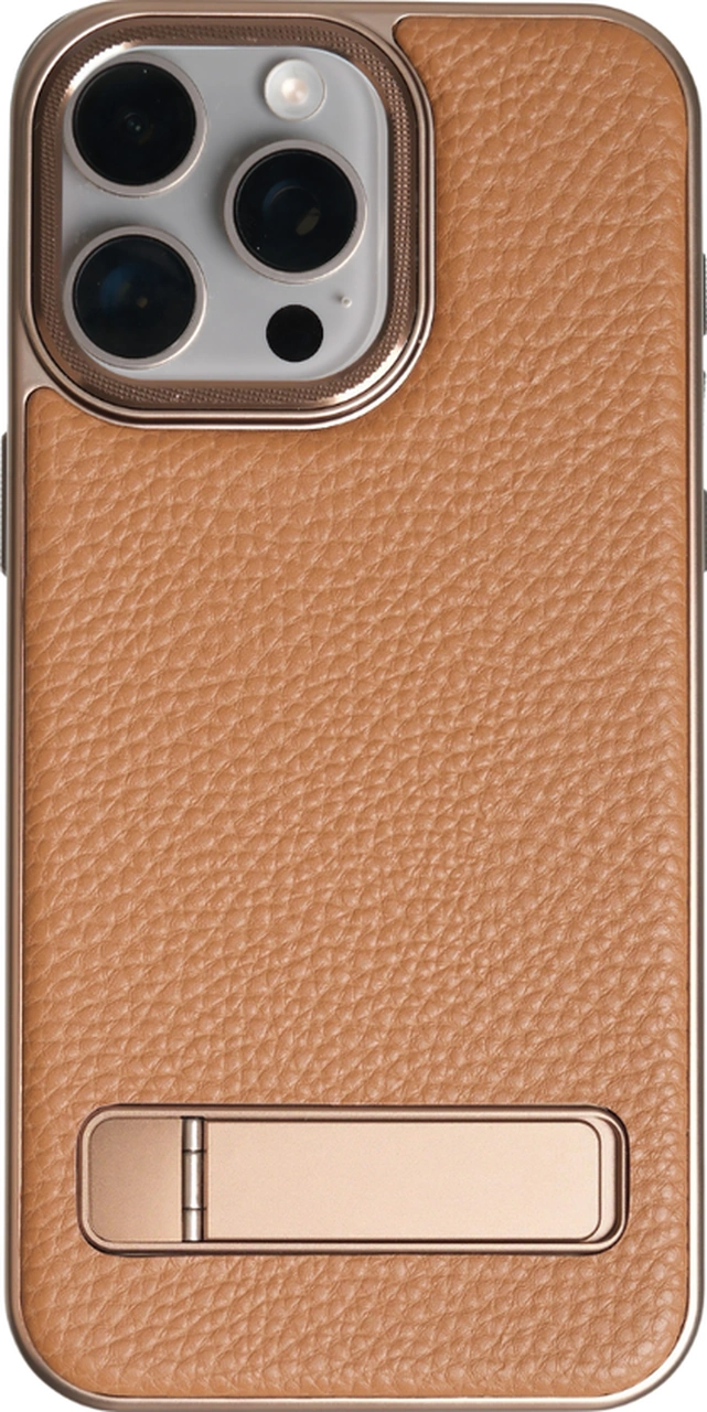 Caseon Apple Uyumlu iPhone 15 Pro Max Kahverengi Manyetik Özellikli Standlı Deri Kılıf Kahverengi