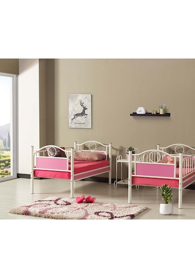 Argimo Argimo Zümrüt Bebek Çocuk Odası Ahşap Başlıklı Metal Ranza ve Karyola 80 x 160 CM Yatak Ölçülü Argimo Argimo Zümrüt Bebek Çocuk Odası Ahşap Başlıklı Metal Ranza ve Karyola 80 x 160 CM Yatak Ölçülü