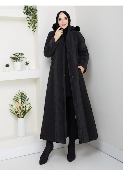 Eslemnur Nova Kumaş Şişme Mont 135cm Siyah