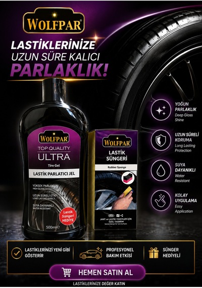 Ultra Lastik Parlatıcı Jel + Lastik Süngeri Hediyeli
