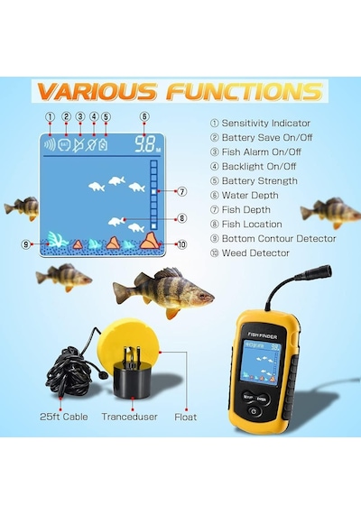 Valkyrie Lcd Renkli Ekran Taşınabilir Kablolu Balık Bulucu 100 M Nlik Aralığı Sonar Yankı Iskandil Balık Bulucu