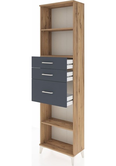 Arges Dolap 3 Raflı 3 Çekmeceli 60x30x221 Çam-antrasit Çam Arges Dolap 3 Raflı 3 Çekmeceli 60x30x221 Çam-antrasit Çam