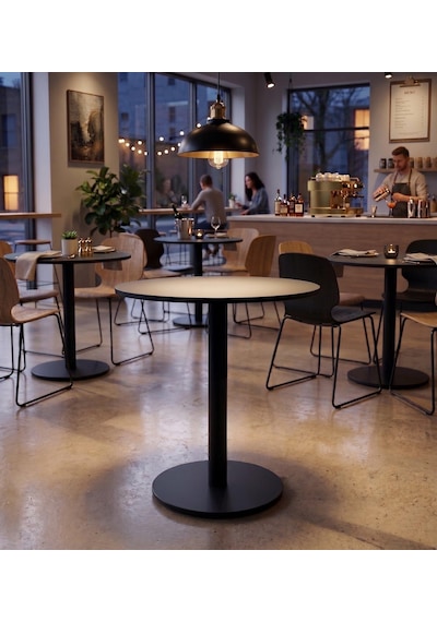 Matte Prime Füme Yuvarlak Kompakt Laminant Tablalı Bistro Metal Masa 77 Cm - Cafe, Otel, Restoran Masası Matte Prime Füme Yuvarlak Kompakt Laminant Tablalı Bistro Metal Masa 77 Cm - Cafe, Otel, Restoran Masası