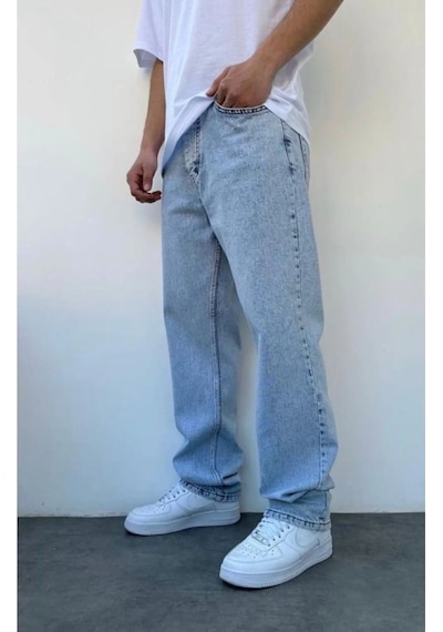 Baggy Asit Yıkama - Baggy Model Pantolon Mavi