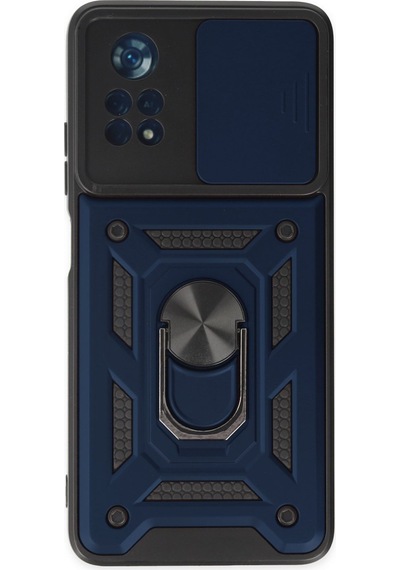 Xiaomi Poco X4 Pro 5g Uyumlu Kılıf Pars Lens Yüzüklü Silikon - Lacivert