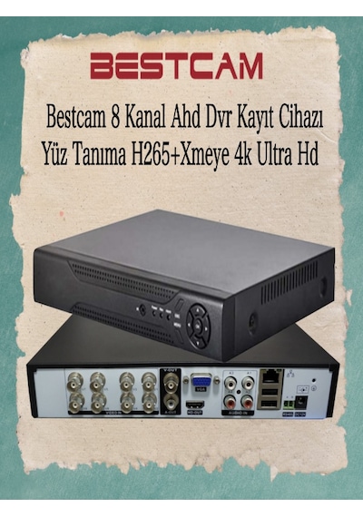 Bestcam 8 Kanal Ahd Yüz Tanıma H265+ Xmeye 4K Ultra HD DVR Kayıt Cihazı