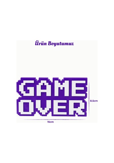 Game Over Kabartmalı Dekoratif Obje - Mor Masaüstü Ve Duvar Süsü Hediye