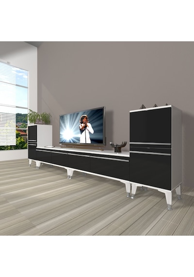 Decoraktiv Eko 9220t Mdf Silver Tv Ünitesi Tv Sehpası Beyaz - Siyah