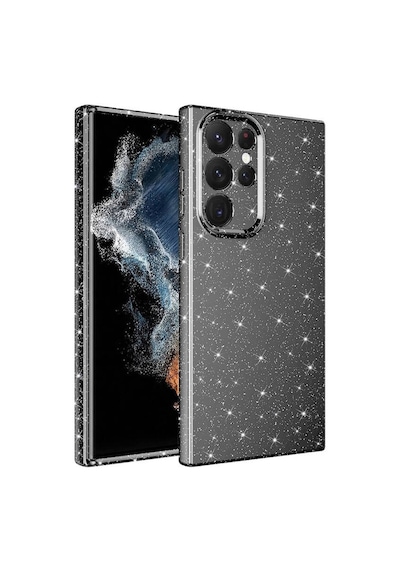 Galaxy S22 Ultra Uyumlu Kılıf Kamera Korumalı Simli Lüks Koton Kapak