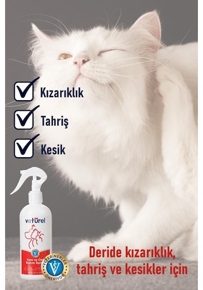 Vetürel Kedi ve Köpekler İçin Yara ve Deri Bakım Spreyi 1 L