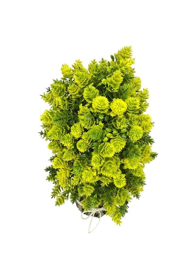Yapay Çiçek Bonsai Ağacı Sarı Kozalaklı Kütük Saksıda Dekoratif Yapay Ağaç Bonzai 30 15 Cm
