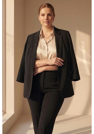 Hanezza Yeni Sarap Rengi Kadın Blazer Ceket Büyük Beden Takım Elbise Uyumlu Siyah - 5553107 Siyah Hanezza Yeni Sarap Rengi Kadın Blazer Ceket Büyük Beden Takım Elbise Uyumlu Siyah - 5553107 Siyah