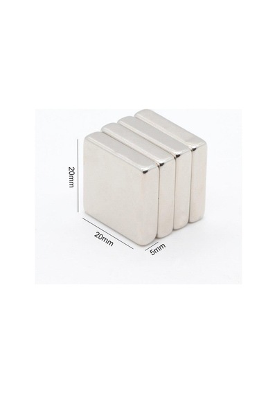 Güçlü Kare Neodyum Mıknatıs 20x20x5 Mm 2 Adet