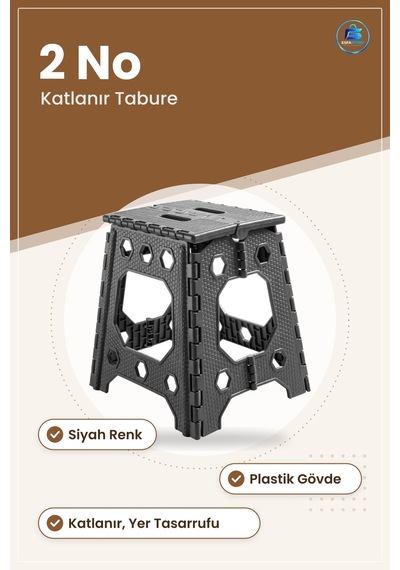 Katlanır Mutfak Tabure Siyah 2 No Plastik Taşınabilir Küçük Oturm Çok Renkli
