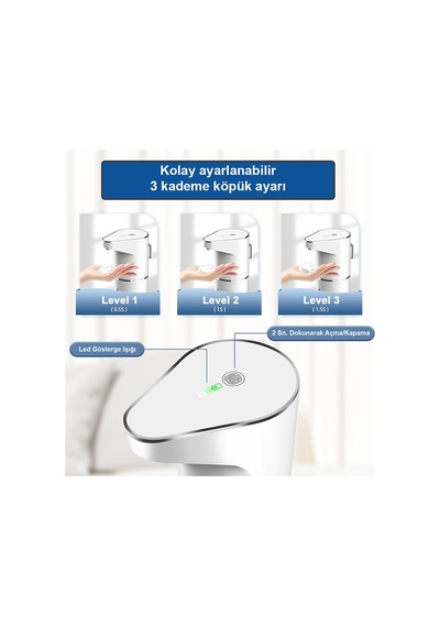 Greentech Sensörlü Usb Şarjlı Köpük Sabunluk / Gt-sd01 Beyaz