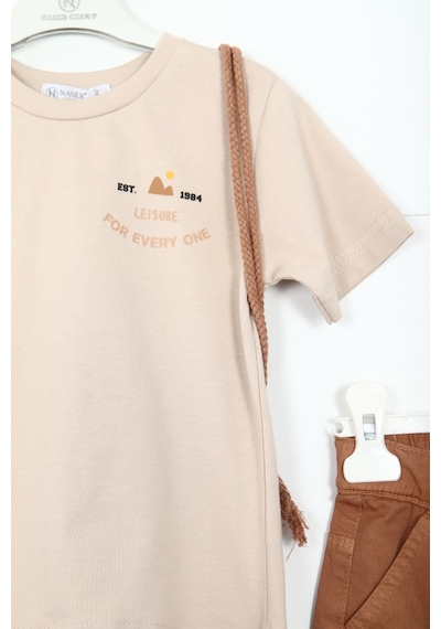Xo Kids Erkek Çocuk Alt Üst Şort Takım 2-7 Yaş 3150 Bej
