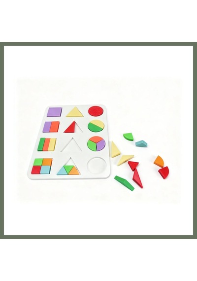 Bezos 3d Baskı Geometrik Şekiller Ve Kesirler Eğitim Seti - Renkli Şekil Eşleştirme Puzzle, Montessori Öğretim Materyali Bezos1