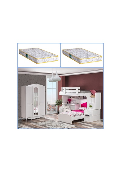 Ranza, Su Ranza Karyola Masa 3 Kapaklı Dolap + 2 Adet Comfort Yatak 90 X 190 CM