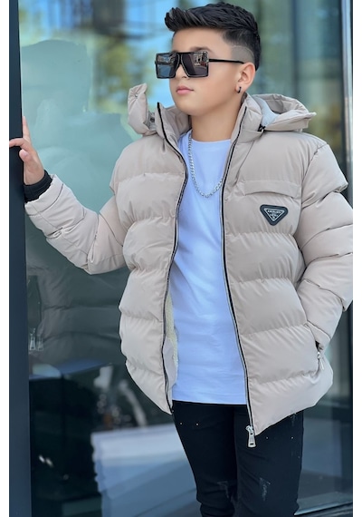 Pina Kids Erkek Çocuk Çıkarılabilir Kapüşonlu Su Geçirmez Nova Kışlık Mont Km4012 Bej