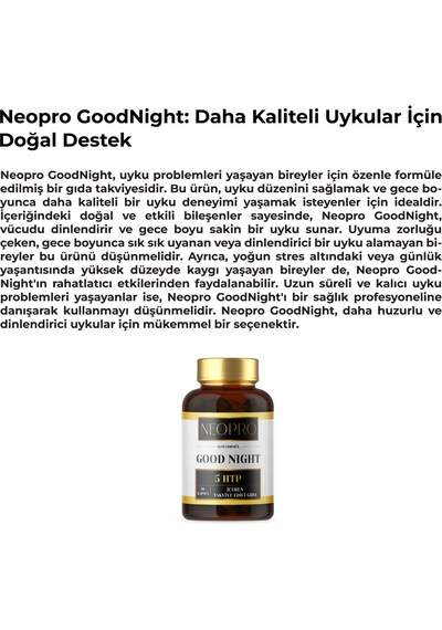Neopro Goodnight 5 Bileşenli Rahatlatıcı Gece Formülü Takviye Edici Gıda 30 Kapsül