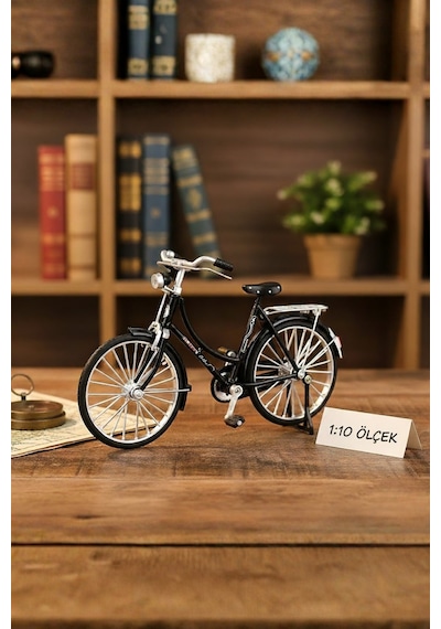 Siyah Yüksek Kaliteli Metal 1:10 Ölçek Koleksiyonluk Die Cast Model Klasik Bisiklet Çok Renkli