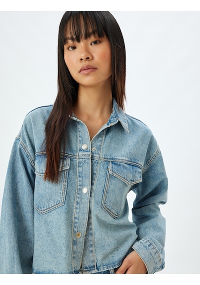 Koton Oversize Kot Ceket Klasik Yaka Cepli Düğmeli Pamuklu Açık İndigo 5wal50004md Açık İndigo Koton Oversize Kot Ceket Klasik Yaka Cepli Düğmeli Pamuklu Açık İndigo 5wal50004md Açık İndigo