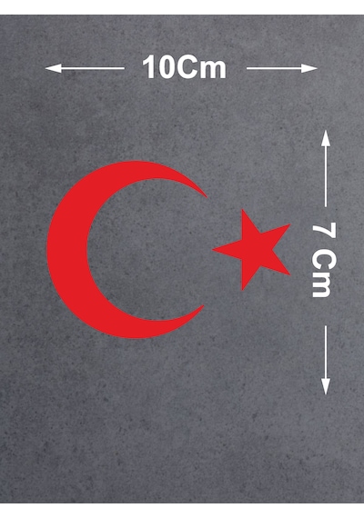 Türk Bayrağı Ay Yıldız Sticker - Araba Oto Motosiklet Karavan Sticker - 00323 10x7 Cm
