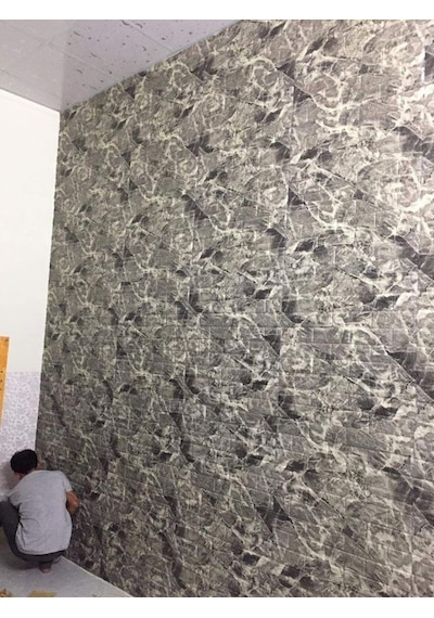 Renkli Duvarlar Nw13 Alaca Gri Kendinden Yapışkanlı 3D Dekoratif Duvar Paneli