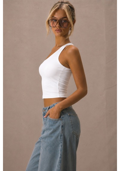 Cool Tarz Kadın Tek Omuz Crop Atlet Esnek Slim Fit Süprem Kumaş Asimetrik Yaka Bluz Beyaz Beyaz Cool Tarz Kadın Tek Omuz Crop Atlet Esnek Slim Fit Süprem Kumaş Asimetrik Yaka Bluz Beyaz Beyaz