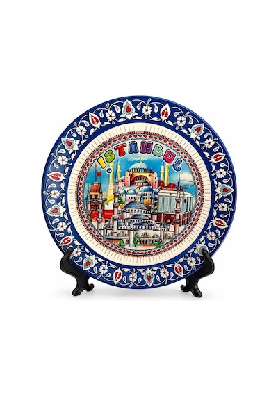 Özel Üretim Hediyelik Hatıra Şehir Koleksiyon İstanbul Temalı Porselen Dekoratif Tabak 15 Cm Alk5838