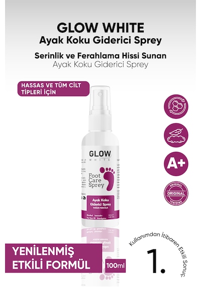 Glow Whıte Ayak Koku Giderici Sprey 100 Ml Okaliptus & Nane Yağı Içerikli
