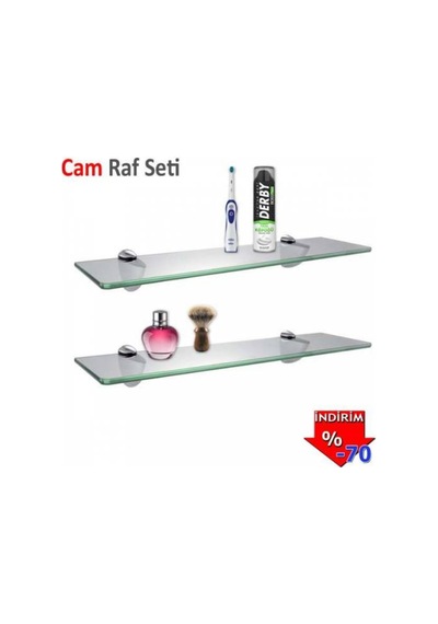 Cam Raf Tekli Duvar Rafı Kaliteli Etejer Kitaplık 50X12Cm